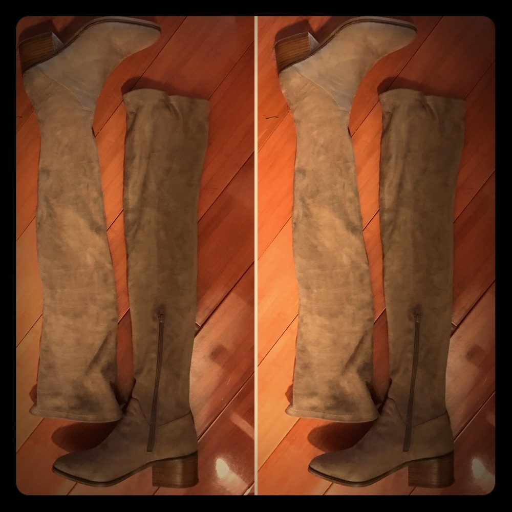 Taupe Steve Madden Gabriana thigh high boots